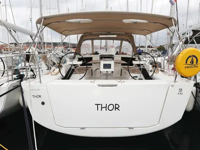 Cockpit of Thor, a Dufour 430 GL sailboat at Grad Vodice, Croatia