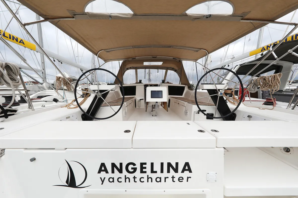 Cockpit of Thor, a Dufour 430 GL sailboat at Grad Vodice, Croatia
