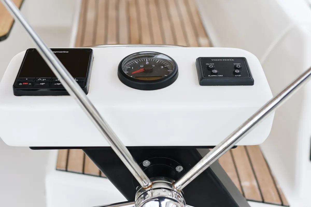 Cockpit of Thor, a Dufour 430 GL sailboat at Grad Vodice, Croatia