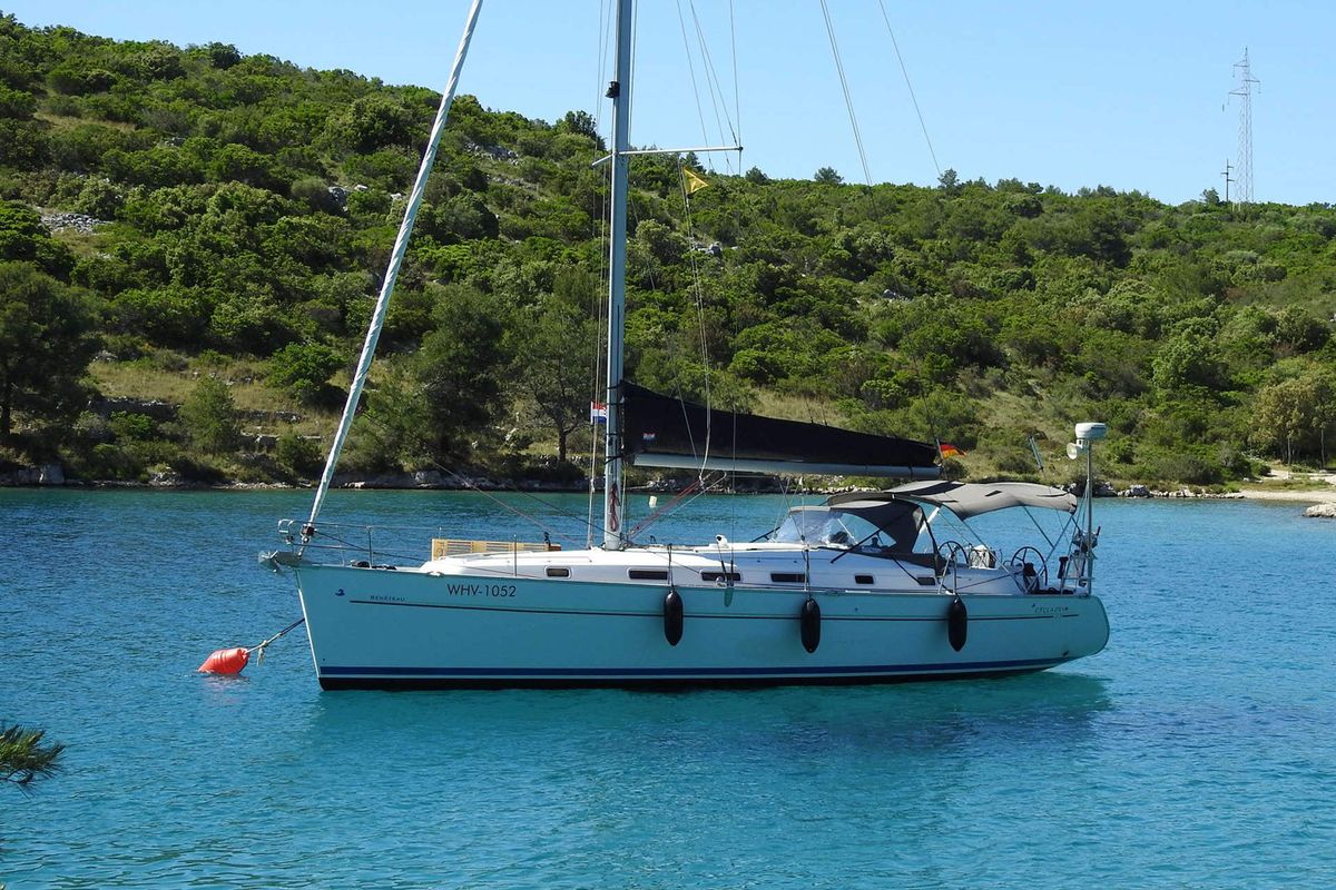 Exterior view of Fame, a Beneteau Cyclades 43.3 sailboat at Heiligenhafen, Germany