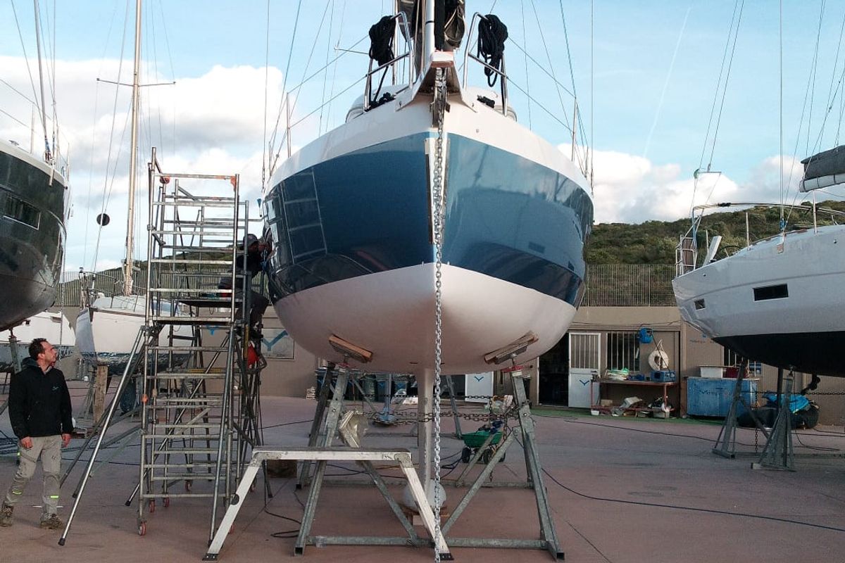 Polygala, a Dufour 37 sailboat at Olbia, Italy