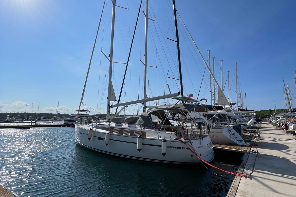 Exterior view of Mapalimi, a Bavaria Cruiser 37 sailboat at Grad Šibenik, Croatia