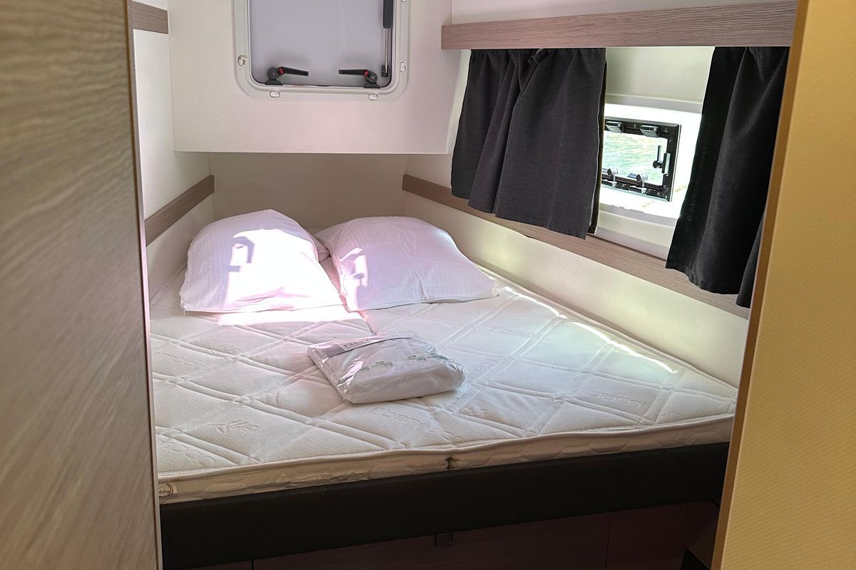 Cabin on Isla, a Fountaine Pajot Isla 40 catamaran at Castellammare del Golfo, Italy