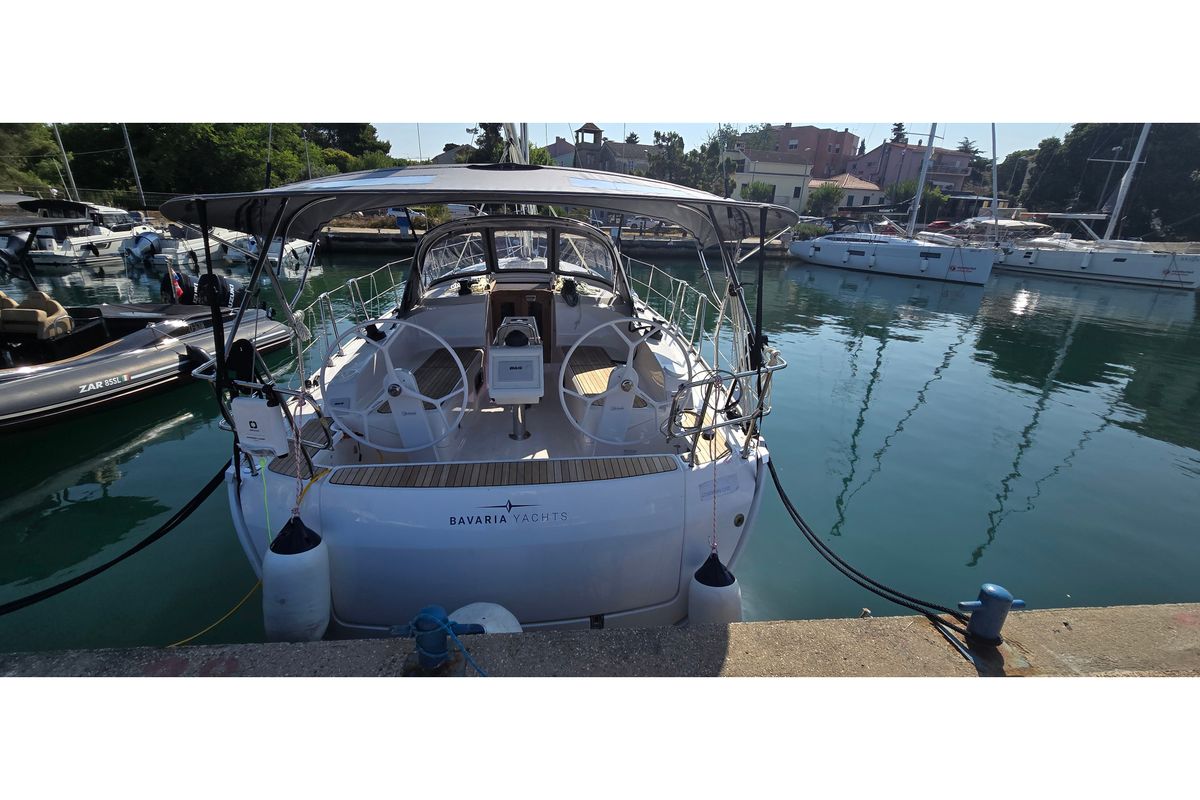 Exterior view of Sunseeker, a Bavaria Cruiser 37 sailboat at Zadar, Croatia