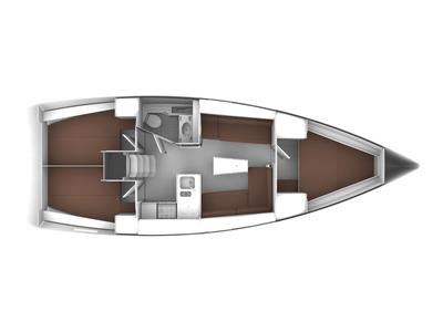Floor plan of Sunseeker, a Bavaria Cruiser 37 sailboat at Zadar, Croatia