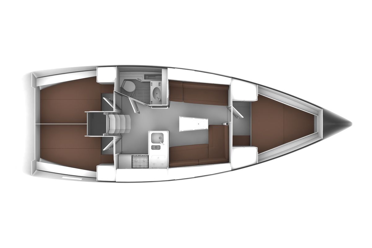 Floor plan of Sunseeker, a Bavaria Cruiser 37 sailboat at Zadar, Croatia