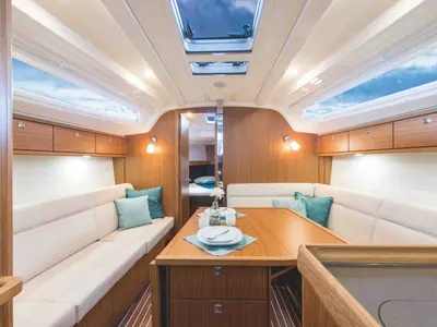 Salon of Sunseeker, a Bavaria Cruiser 37 sailboat at Zadar, Croatia
