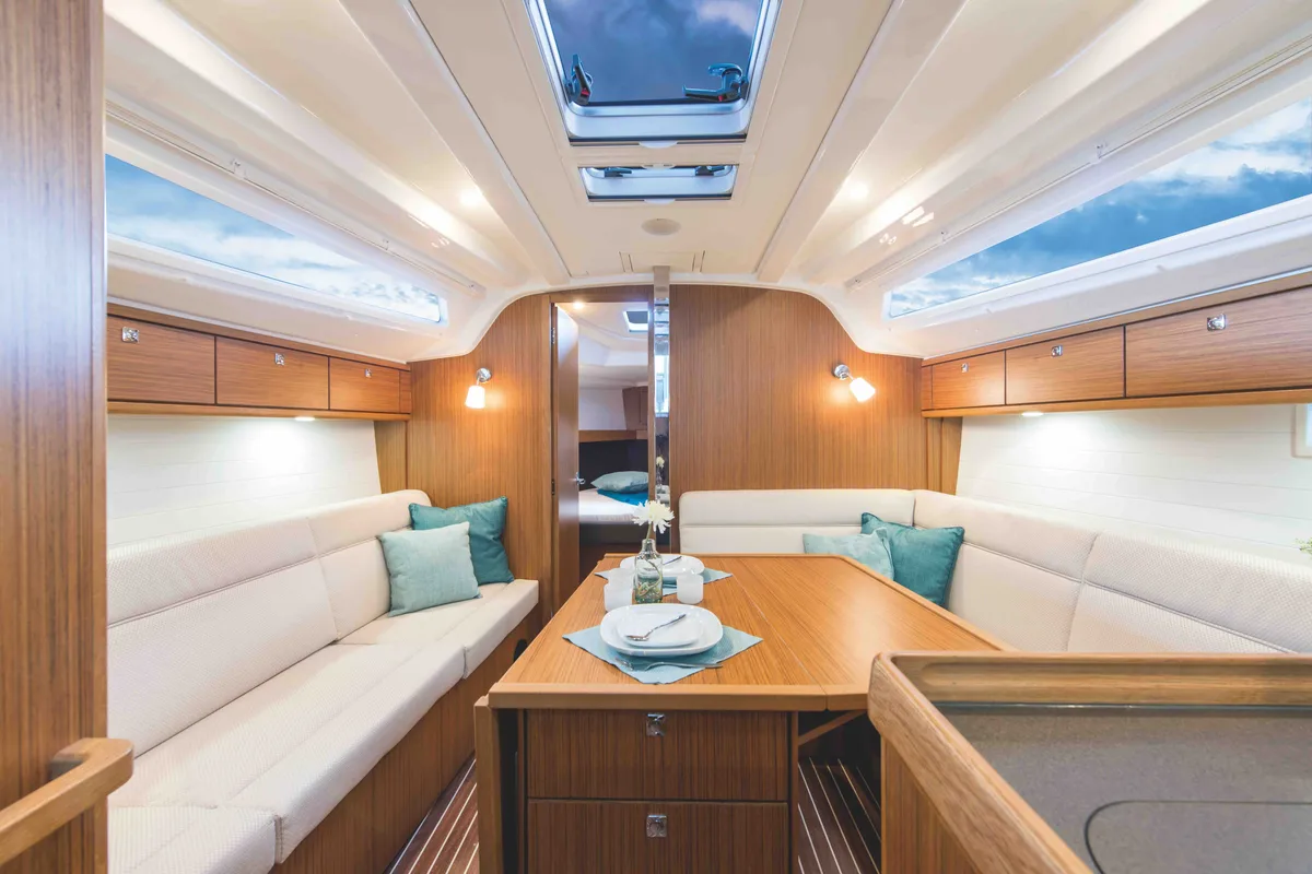 Salon of Sunseeker, a Bavaria Cruiser 37 sailboat at Zadar, Croatia