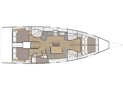 Floor plan of Bar Bar, a Beneteau Oceanis 46.1 sailboat at Athens, Greece