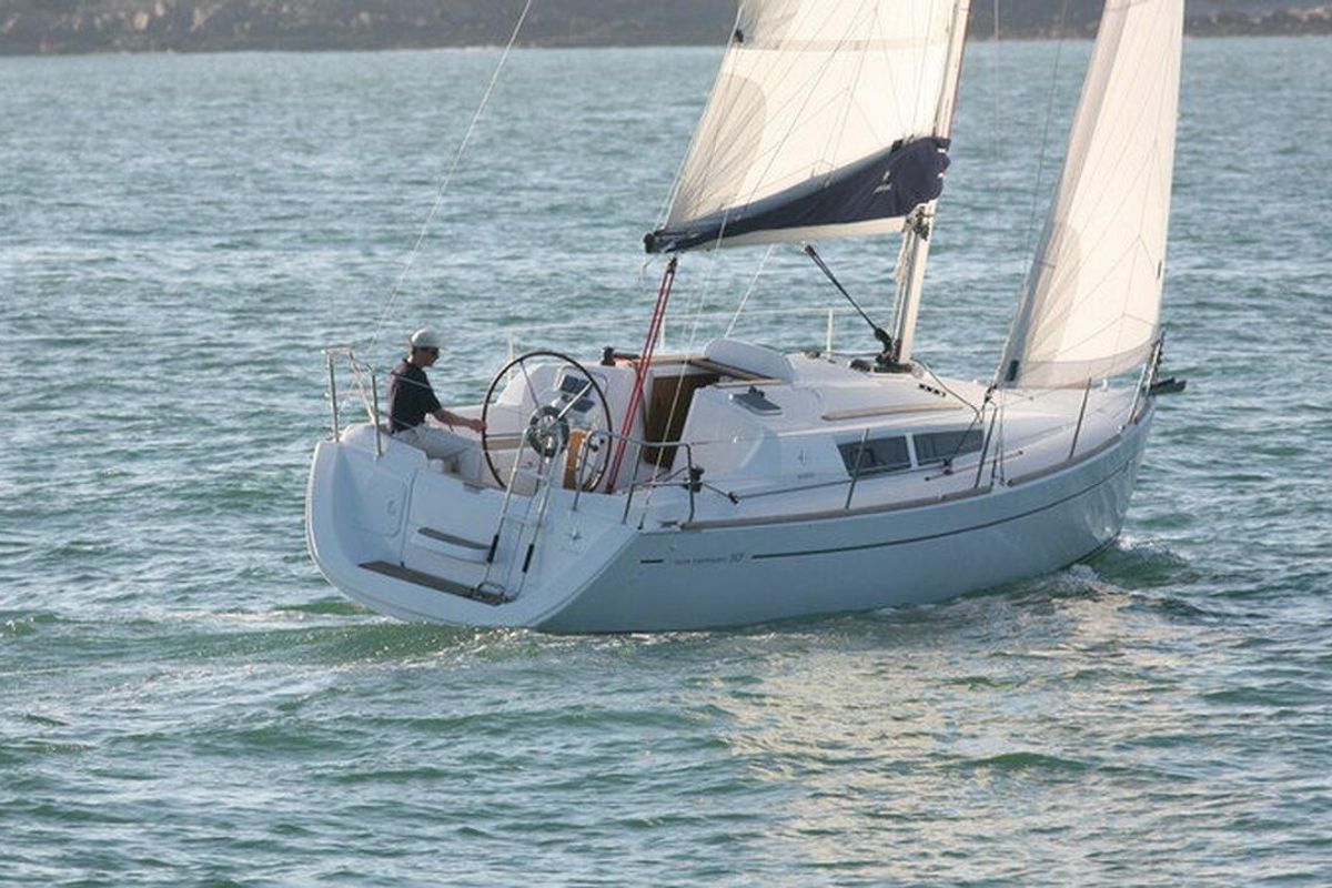 Exterior view of Lightning, a Jeanneau Sun Odyssey 30i sailboat at Barth, Germany