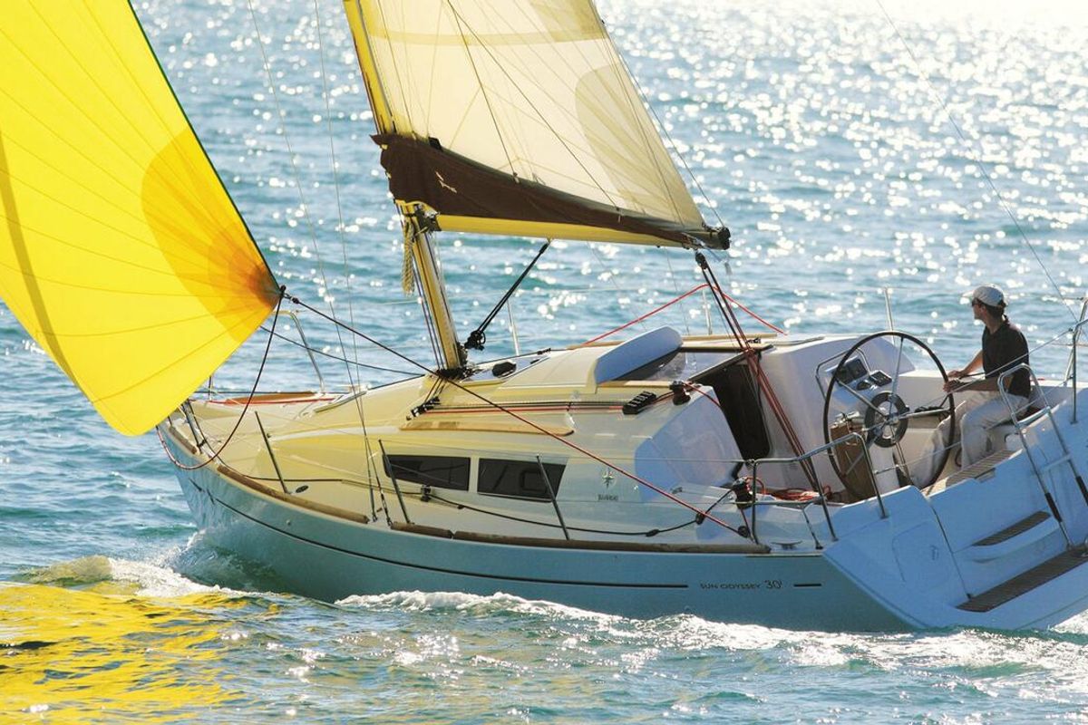 Exterior view of Lightning, a Jeanneau Sun Odyssey 30i sailboat at Barth, Germany