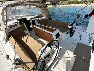 Cockpit of Bade Lal, a Dufour 390 Grand Large sailboat at Marmaris, Turkey