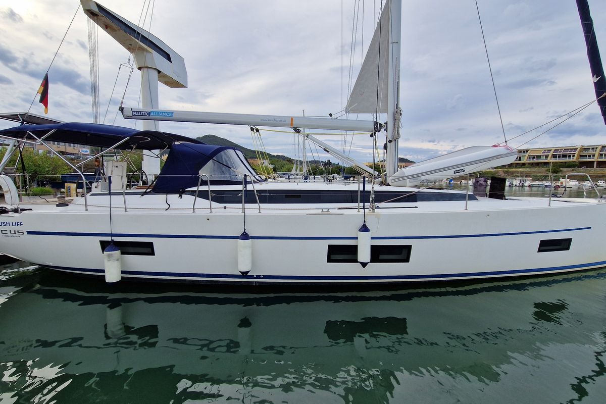 Exterior view of Lush Life, a Bavaria C45 Holiday sailboat at Punat, Croatia