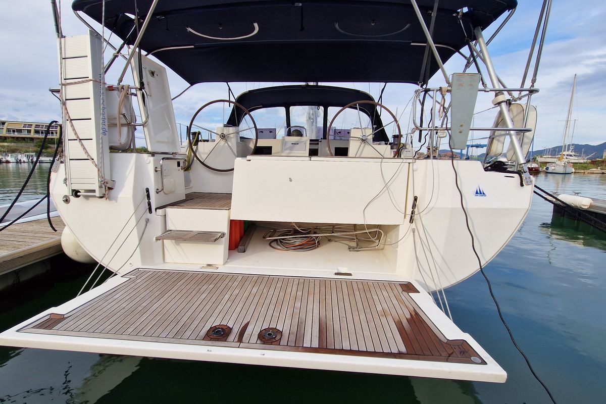 Deck of Lush Life, a Bavaria C45 Holiday sailboat at Punat, Croatia