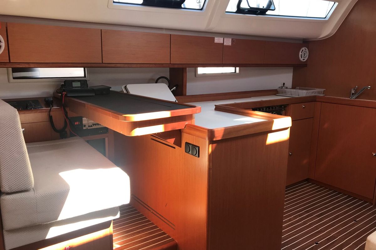 Oreo, a Hanse Yachts Hanse 458 sailboat at Lavreotiki Municipal Unit, Greece