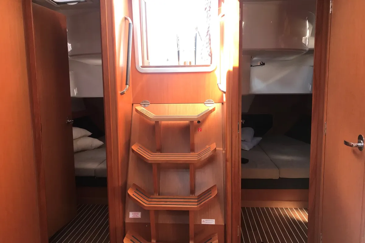 Cabin on Oreo, a Hanse Yachts Hanse 458 sailboat at Lavreotiki Municipal Unit, Greece