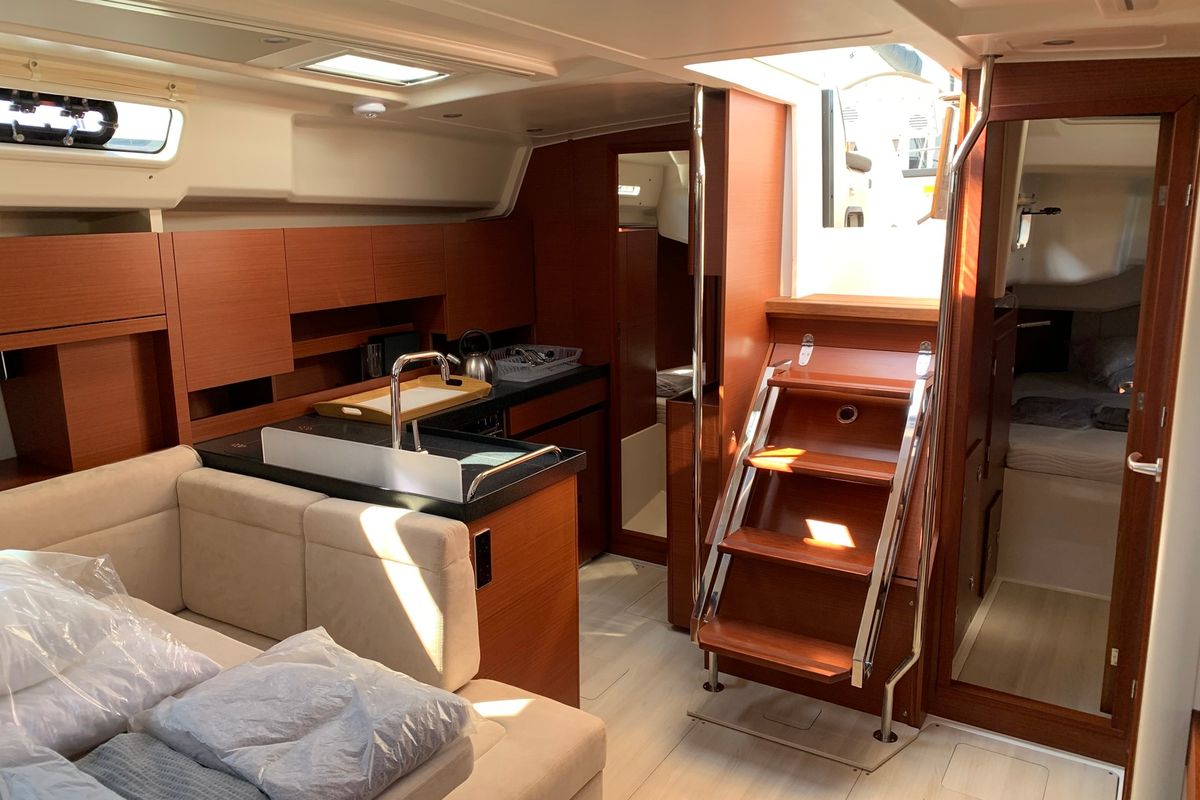 Galley of Oreo, a Hanse Yachts Hanse 458 sailboat at Lavreotiki Municipal Unit, Greece