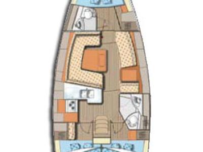 Floor plan of Orca O., a Elan 384 Impression sailboat at Izola / Isola, Slovenia