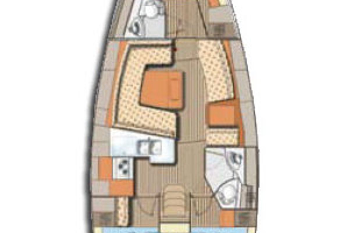 Floor plan of Orca O., a Elan 384 Impression sailboat at Izola / Isola, Slovenia
