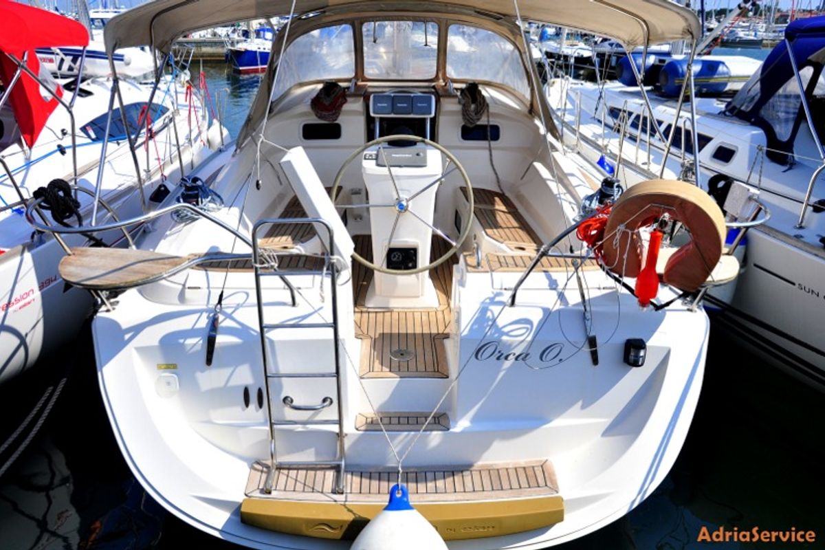 Cockpit of Orca O., a Elan 384 Impression sailboat at Izola / Isola, Slovenia