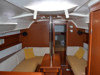Salon of Izar, a Beneteau Oceanis 34 sailboat at U Pàize/Carloforte, Italy
