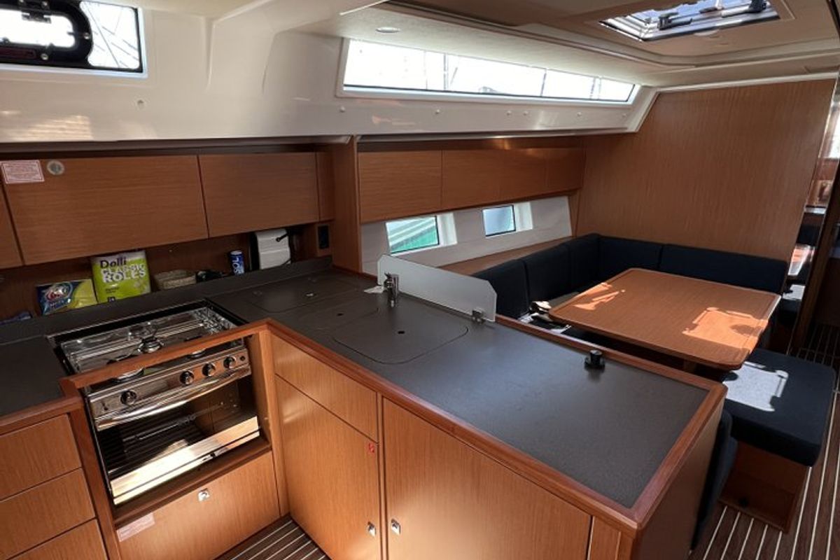 Galley of Calypso, a Bavaria C45 sailboat at Pirovac, Croatia
