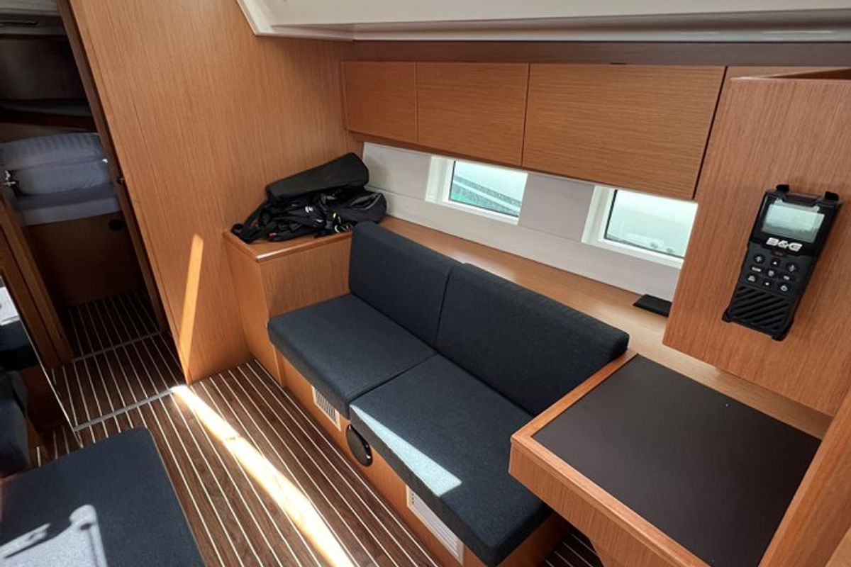 Salon of Calypso, a Bavaria C45 sailboat at Pirovac, Croatia