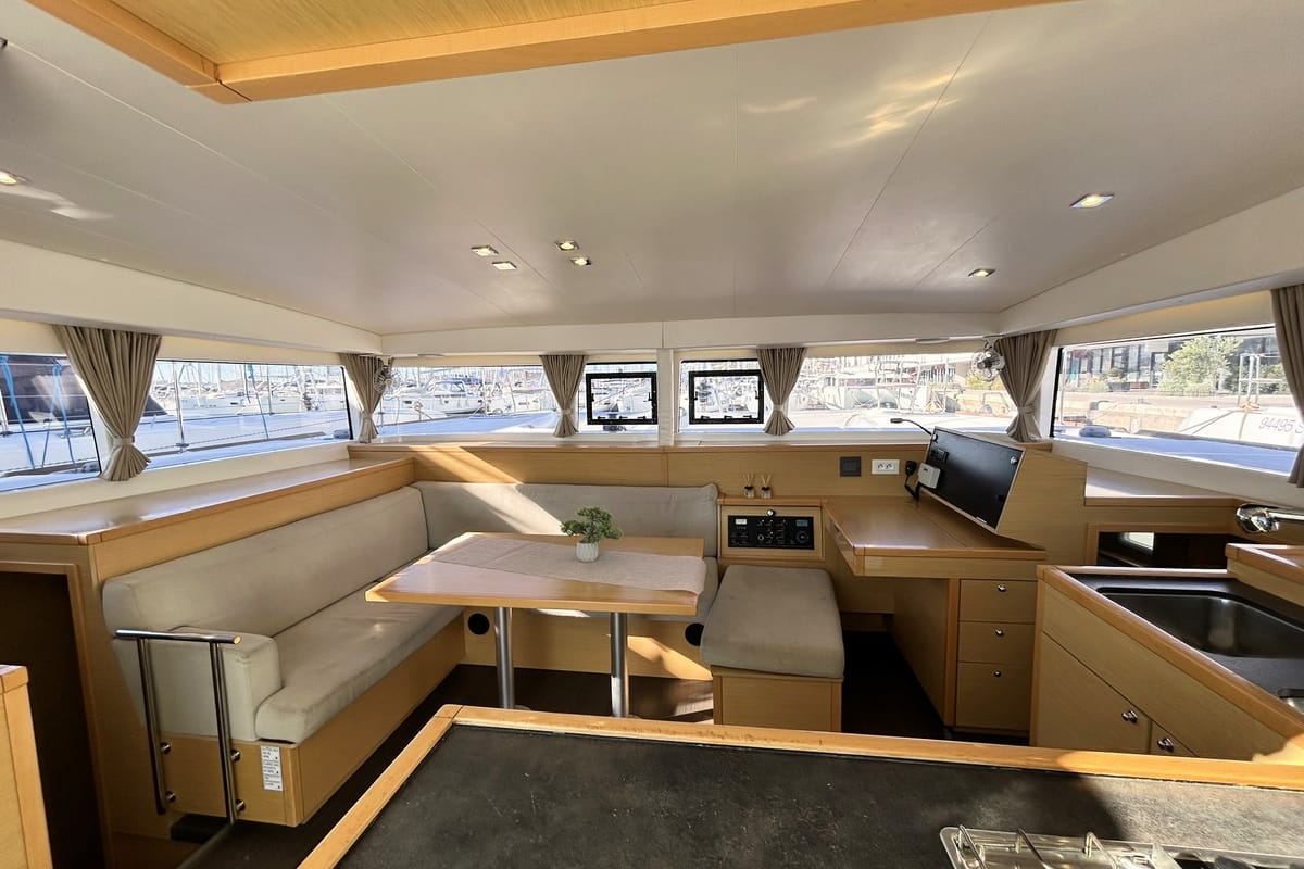 Salon of AQUADANCER, a Lagoon 400 S2 catamaran at Municipal Unit of Ellomenos, Greece