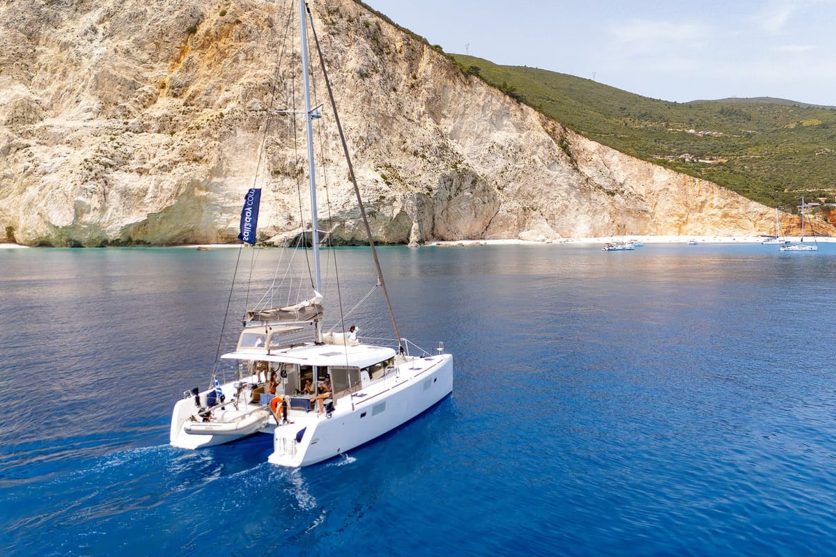 Exterior view of AQUADANCER, a Lagoon 400 S2 catamaran at Municipal Unit of Ellomenos, Greece
