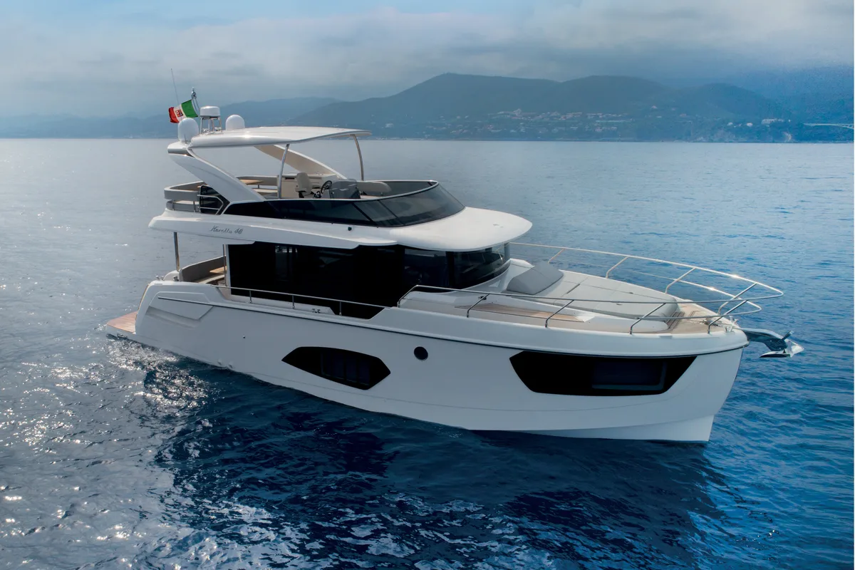 Exterior view of FREEDOM, a Absolute Yachts Navetta 48 motorboat at Općina Rogoznica, Croatia