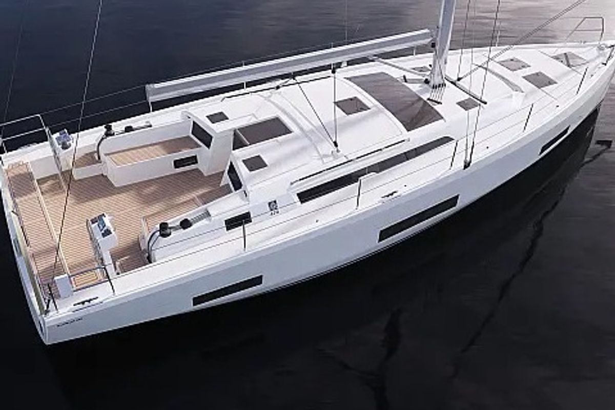 Exterior view of She, a Dufour 470 sailboat at Grad Trogir, Croatia