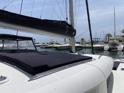 Deck of Esmeralda, a Lagoon 400 S2 catamaran at Santa Eulària des Riu, Spain