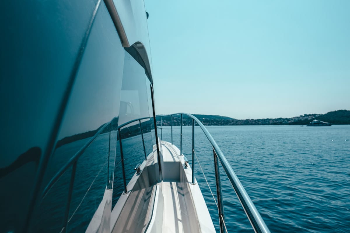 Exterior view of Borimir, a Bavaria R40 motorboat at Seget Donji, Croatia