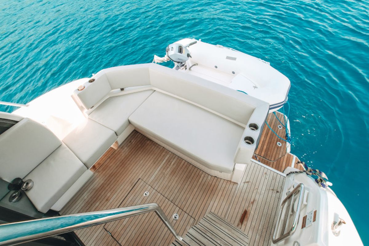 Deck of Borimir, a Bavaria R40 motorboat at Seget Donji, Croatia