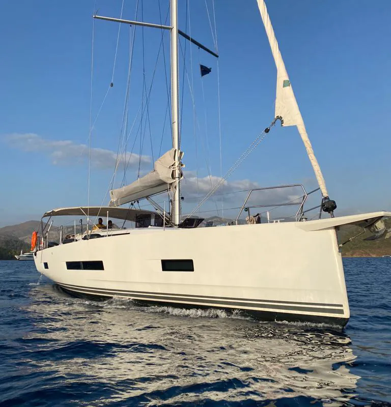 Exterior view of DORiS, a Hanse Yachts Hanse 460 sailboat at Fethiye, Turkey