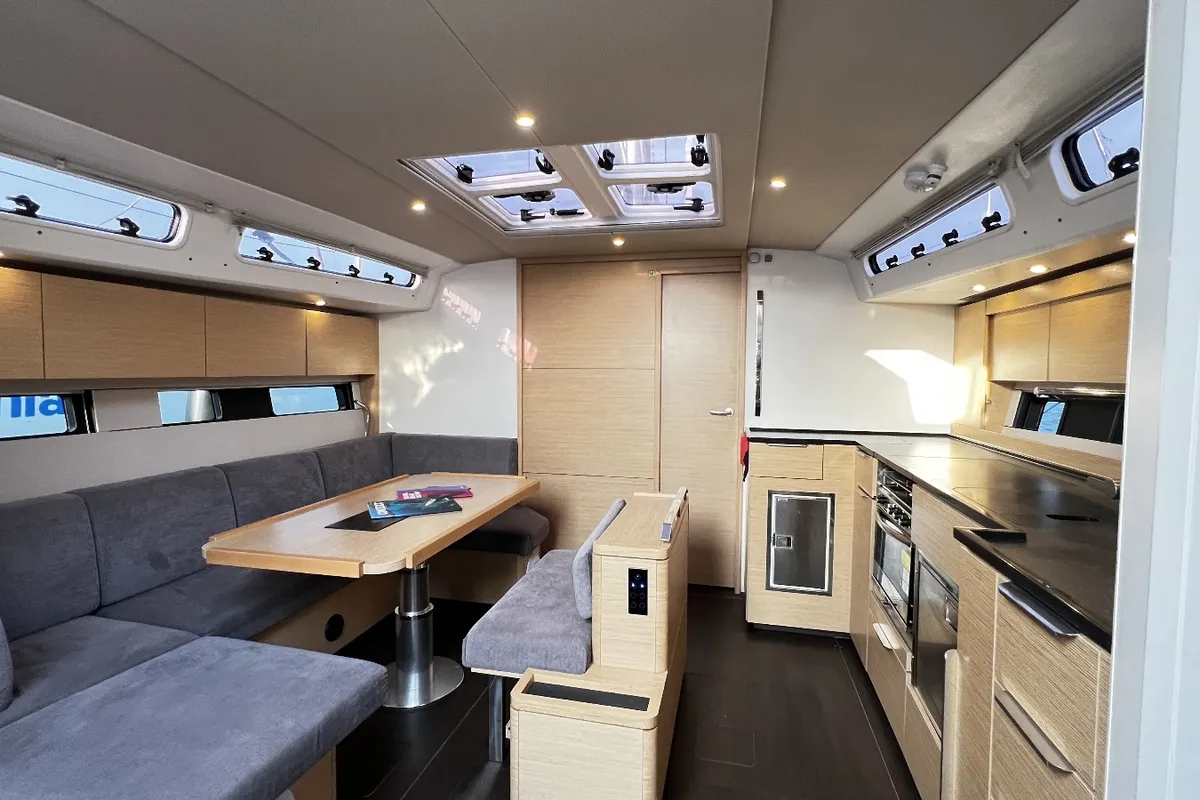 Salon of DORiS, a Hanse Yachts Hanse 460 sailboat at Fethiye, Turkey