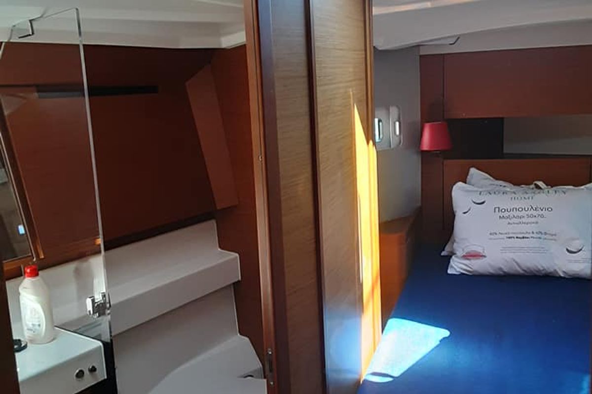 Head on Circe, a Jeanneau Sun Odyssey 410 sailboat at Volos Municipality, Greece