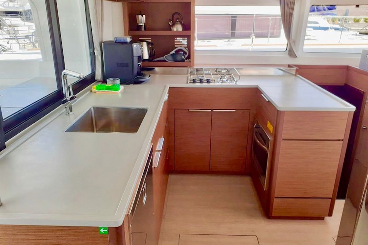 Galley of BUTTERFLY, a Lagoon 46 catamaran at Grad Šibenik, Croatia