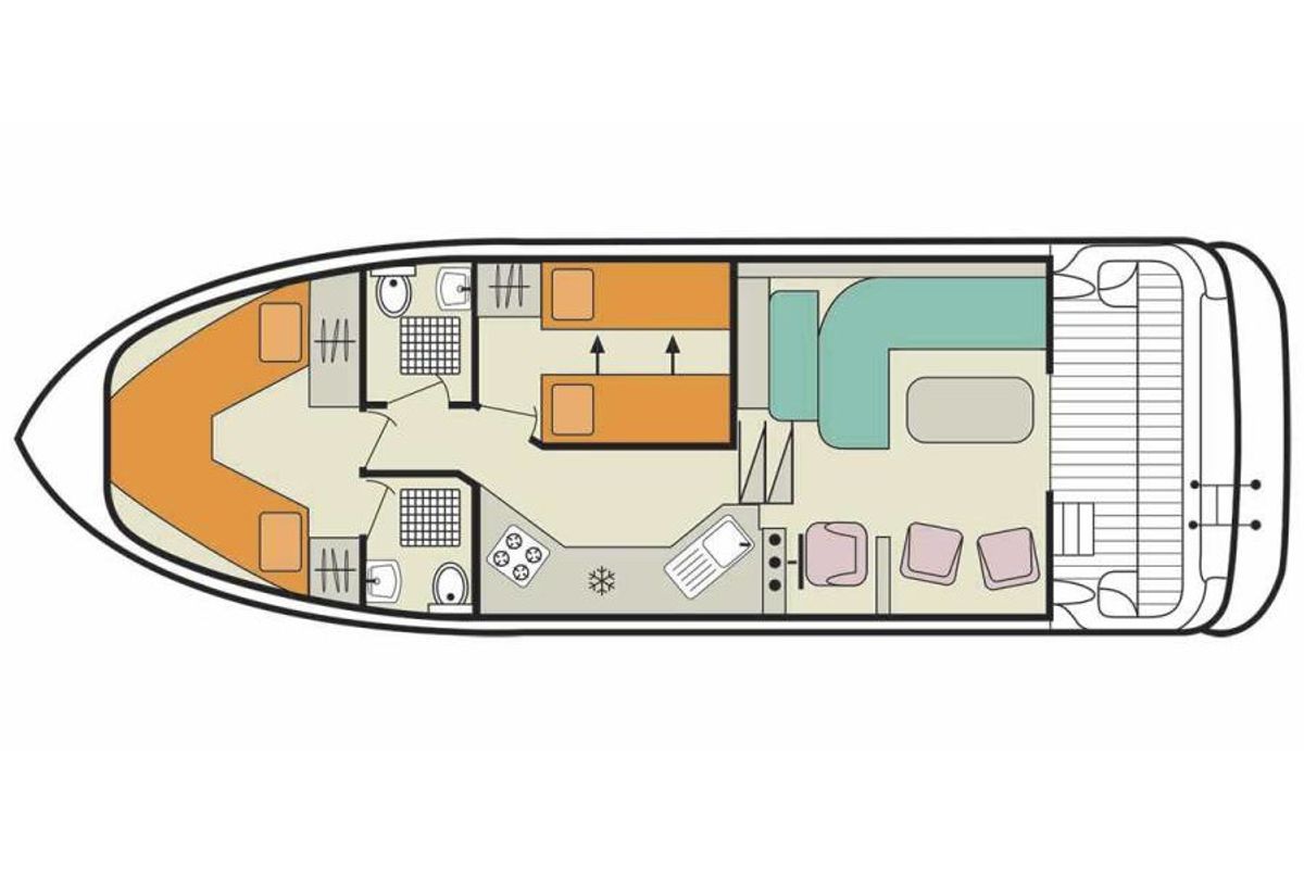 Floor plan of Caprice - Comfort 22, a Cygnet Caprice motorboat at Jarnac, France