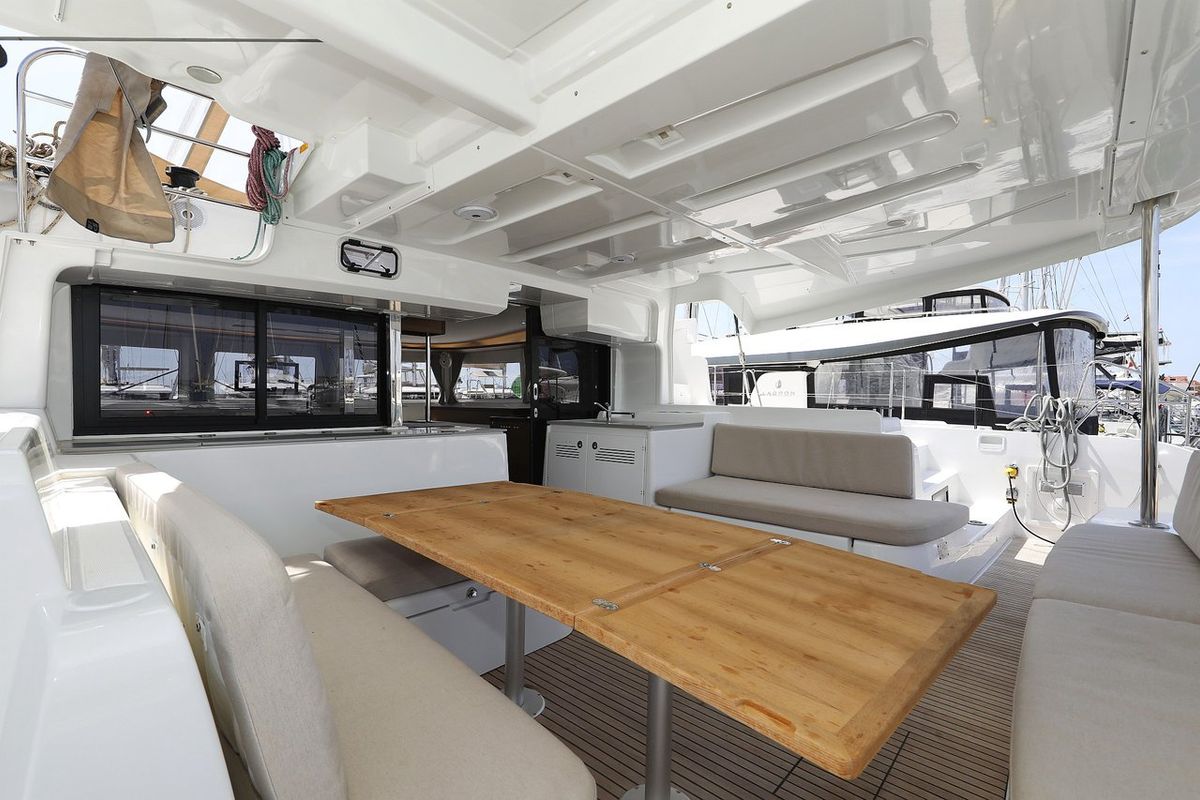 Deck of Panos, a Lagoon 46 catamaran at Općina Sukošan, Croatia
