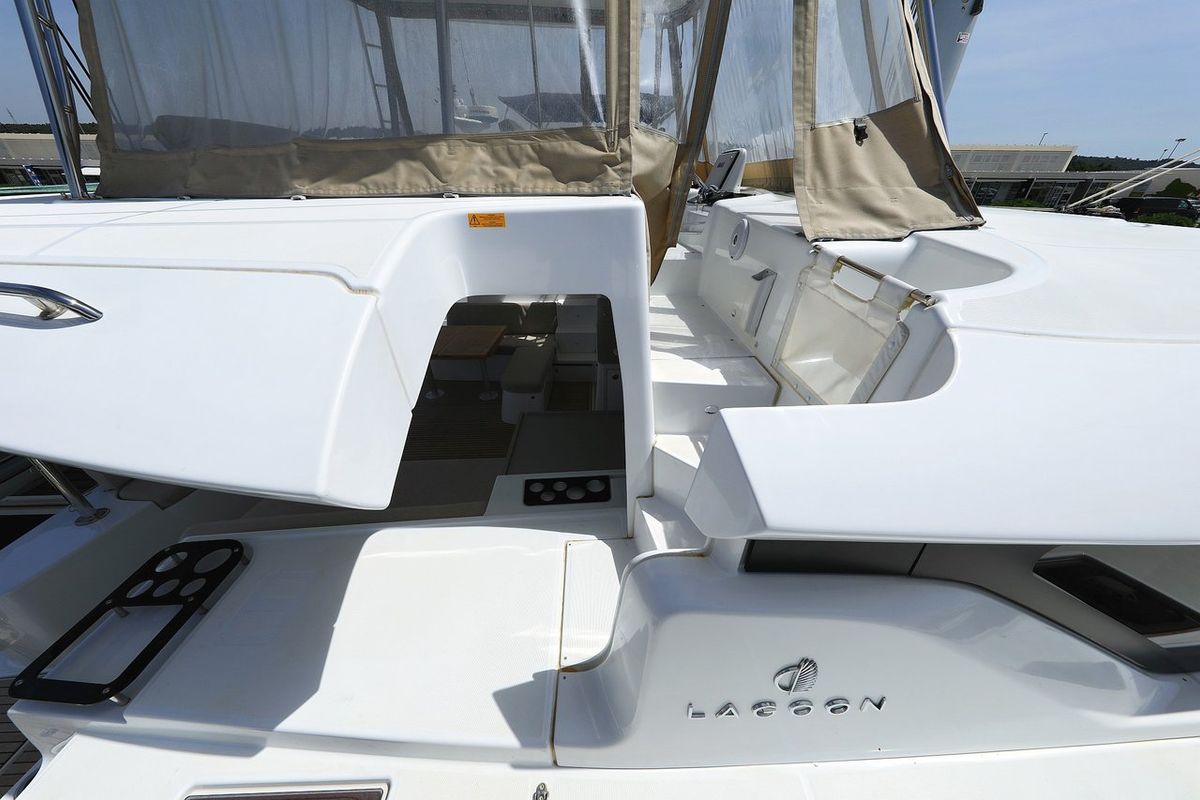 Exterior view of Panos, a Lagoon 46 catamaran at Općina Sukošan, Croatia
