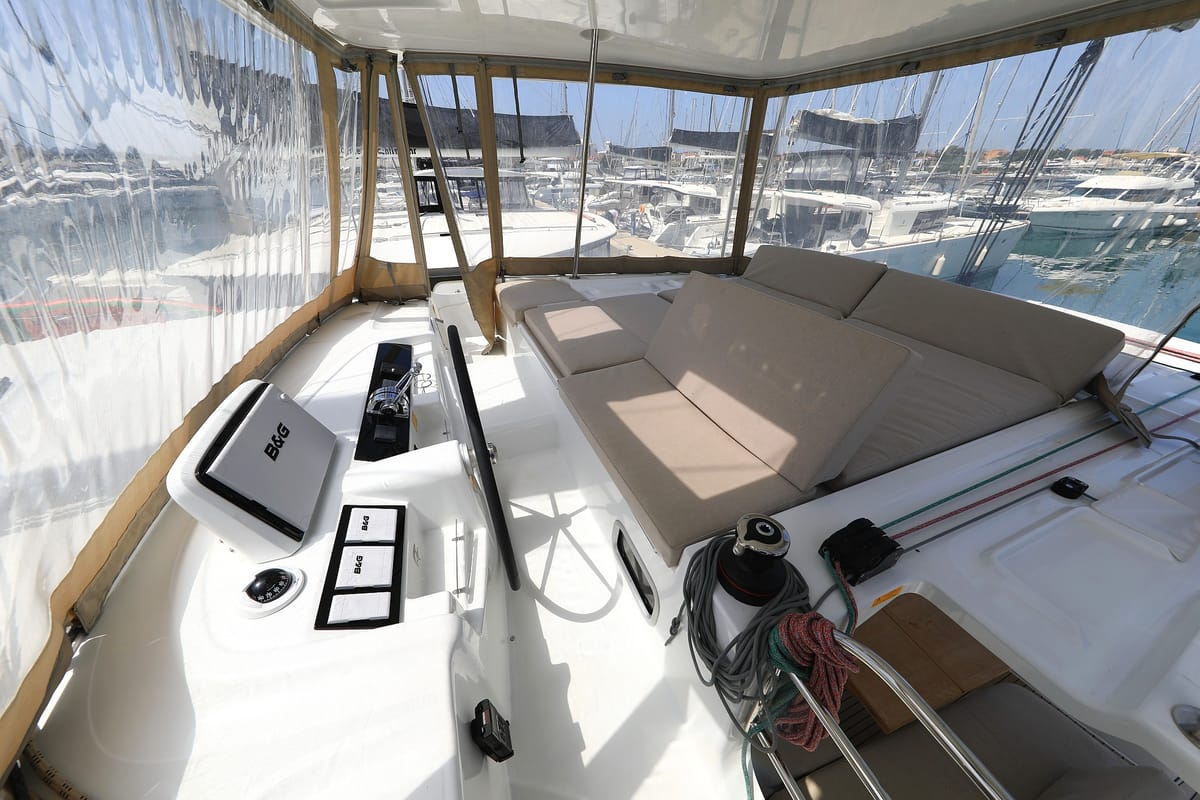 Cockpit of Panos, a Lagoon 46 catamaran at Općina Sukošan, Croatia