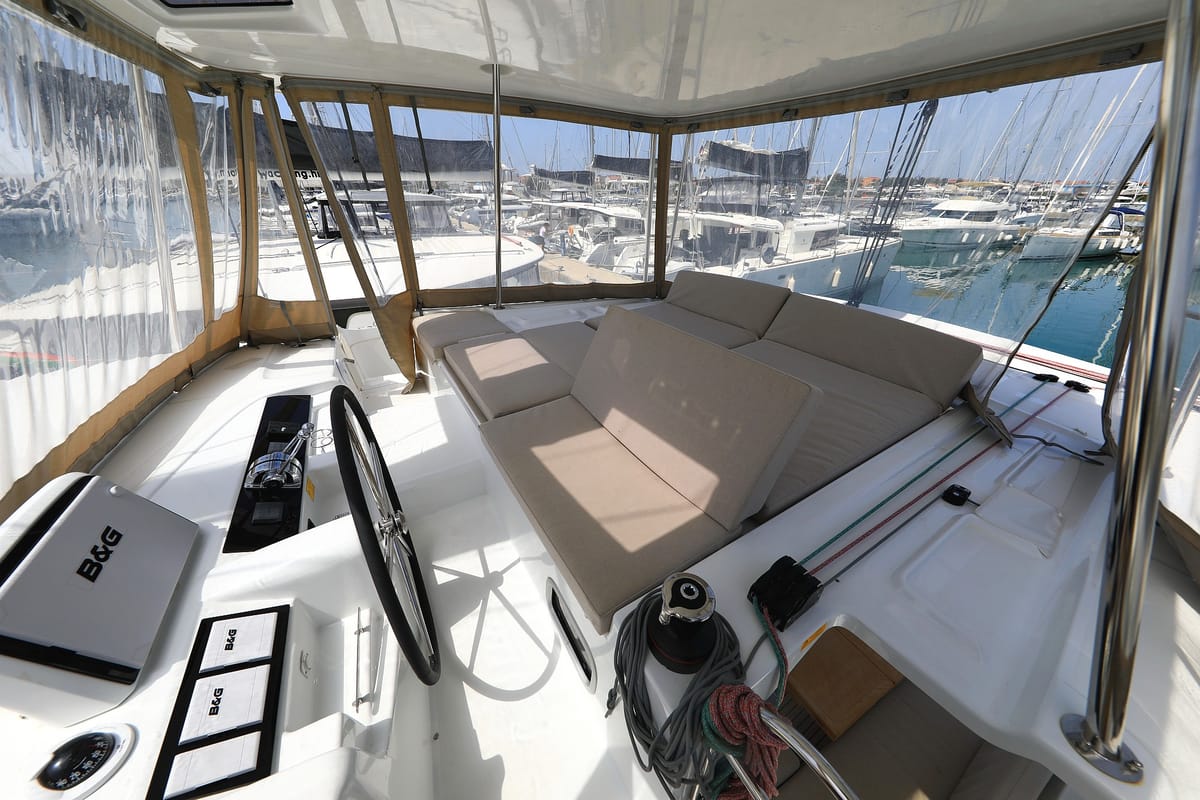 Cockpit of Panos, a Lagoon 46 catamaran at Općina Sukošan, Croatia