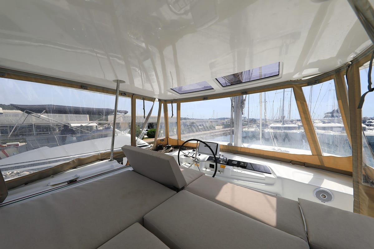 Cockpit of Panos, a Lagoon 46 catamaran at Općina Sukošan, Croatia