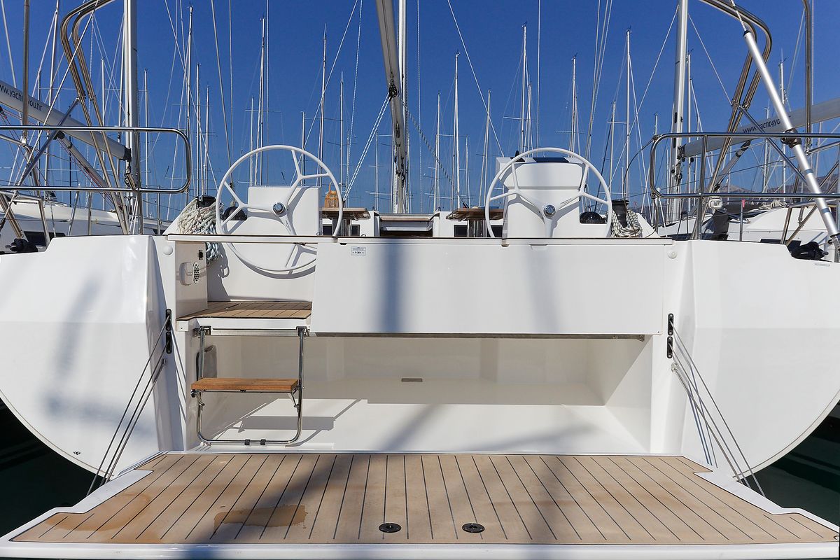 Deck of Mathilda, a Bavaria C50 Style sailboat at Grad Kaštela, Croatia