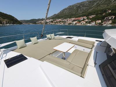 Deck of Chèrie, a Bali 4.2 catamaran at Dubrovnik, Croatia