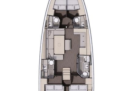 Floor plan of Ninna Nanna, a Dufour 470 sailboat at Cannigione, Italy