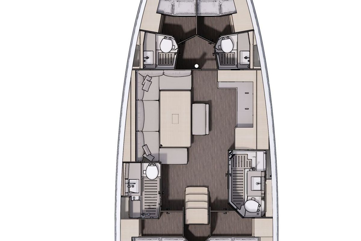 Floor plan of Ninna Nanna, a Dufour 470 sailboat at Cannigione, Italy