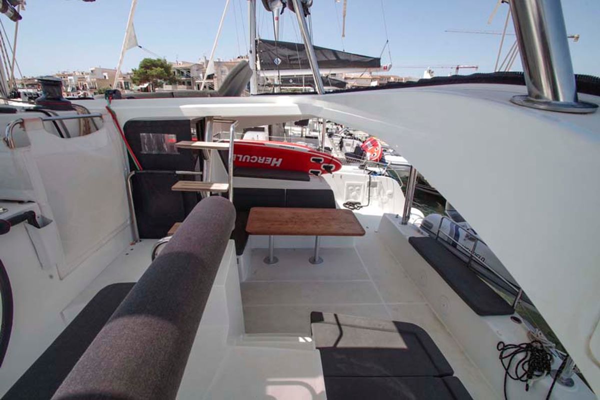 Deck of Day Elli, a Lagoon 42 catamaran at Felanitx, Spain