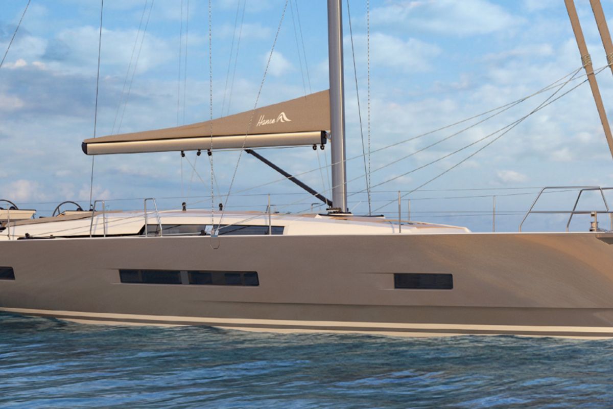 Exterior view of Riesling, a Hanse Yachts Hanse 460 sailboat at Seget Donji, Croatia